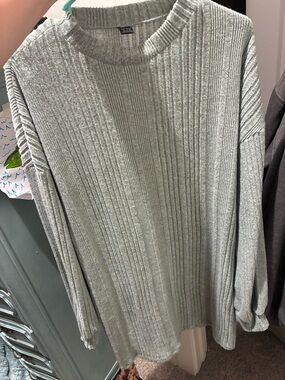 SHEIN Sage Green Ribbed Midi Dress